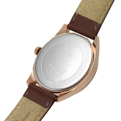 GUESS Watch for Men, Blue Analog Leather Strap-GW0389G3