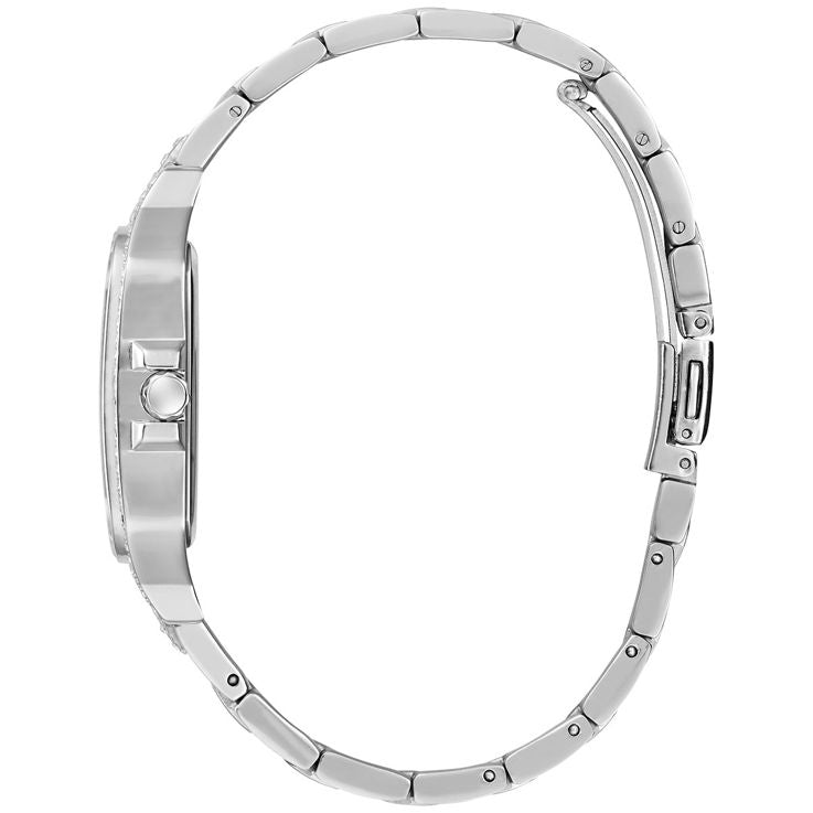 GUESS Ladies DECO GW0472L1 Silver Tone Multi-function Watch 35mm Rhinestone New