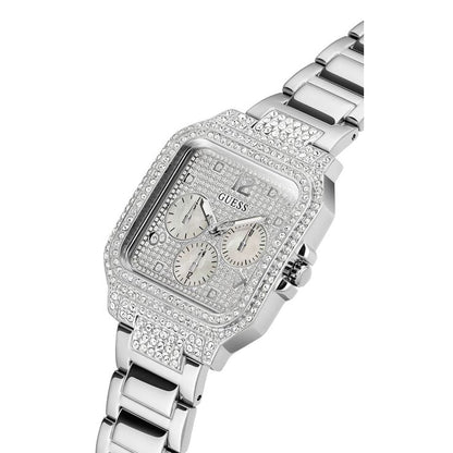 GUESS Ladies DECO GW0472L1 Silver Tone Multi-function Watch 35mm Rhinestone New