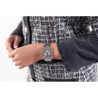 GUESS Ladies DECO GW0472L1 Silver Tone Multi-function Watch 35mm Rhinestone New