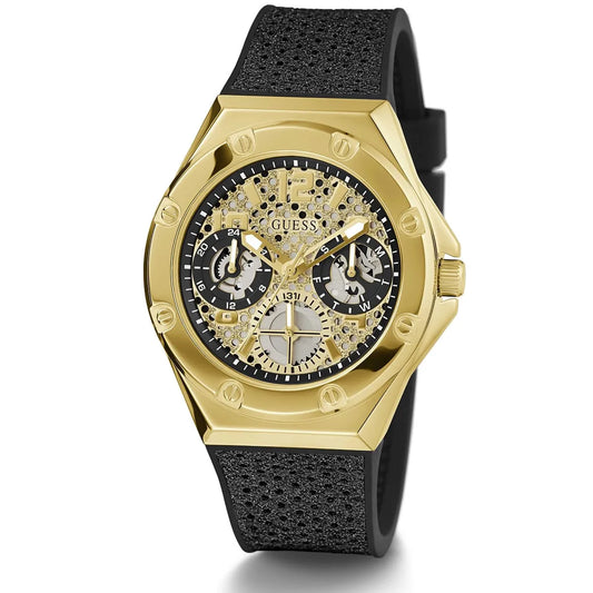 GUESS GW0620L2 Asteria Ladies Watch Gold Tone Crystal Dial Silicone Strap