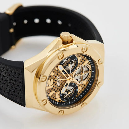 GUESS GW0620L2 Asteria Ladies Watch Gold Tone Crystal Dial Silicone Strap