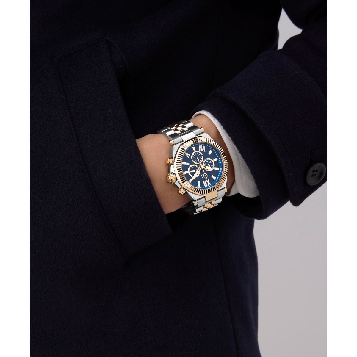 Gc Atlas Chrono Metal Men Watch Silver & Rose Gold Stainless Steel Bracelet Z66002G7