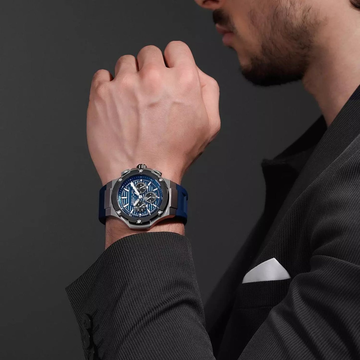 Cerruti 1881 Blue Striped Dial Chrono CIWGQ0085702