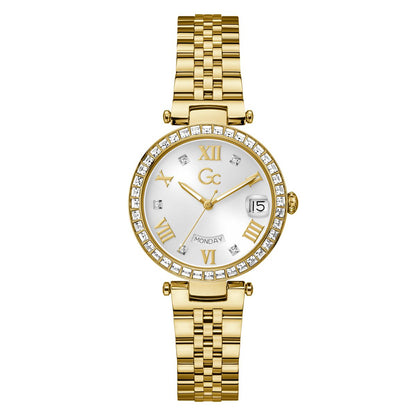 Gc Flair Crystal Mid Size Metal Women Watch Yellow Gold Stainless Steel Bracelet Z01022L6