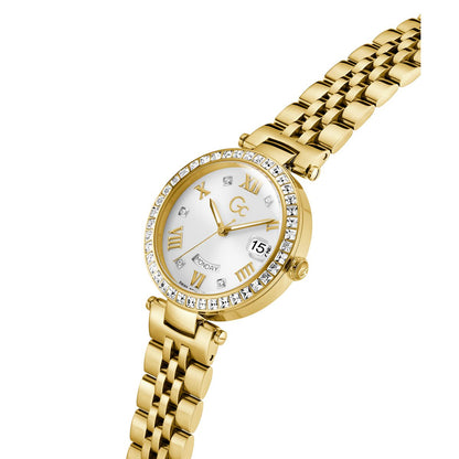Gc Flair Crystal Mid Size Metal Women Watch Yellow Gold Stainless Steel Bracelet Z01022L6