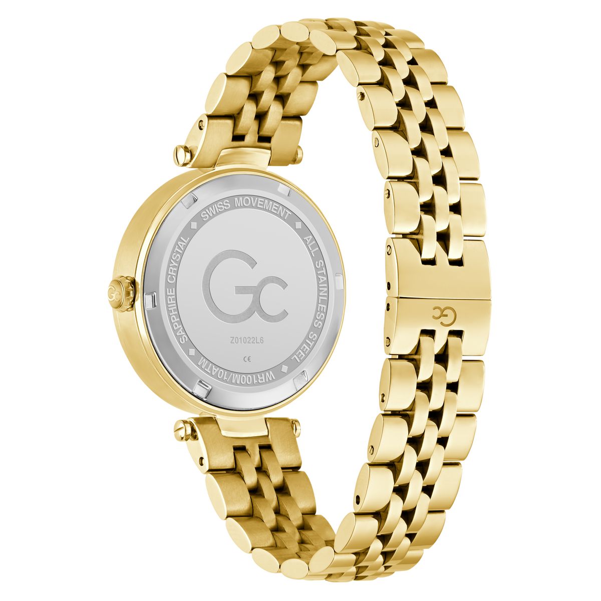 Gc Flair Crystal Mid Size Metal Women Watch Yellow Gold Stainless Steel Bracelet Z01022L6