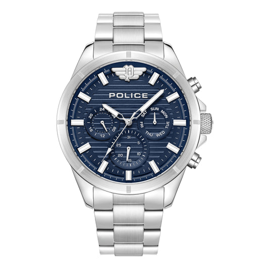 Police Malawi PEWJK2227804 Day Date Silver / Blue Dial