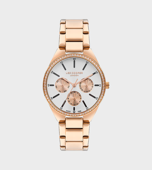 LEE COOPER Women's Rose Gold Stainless Steel Multi Function Watch - LC07863.430