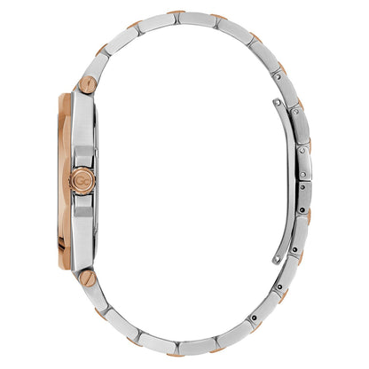 Gc Legacy Sleek Metal Men Watch Silver & Rose Gold Stainless Steel Bracelet Z67002G2