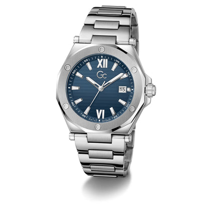Gc Legacy Sleek Metal Men Watch Blue Dial Silver Stainless Steel Bracelet Z67001G7