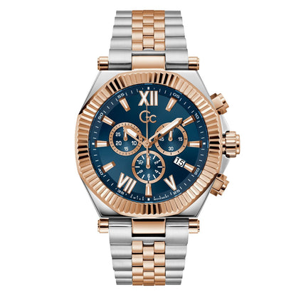 Gc Atlas Chrono Metal Men Watch Silver & Rose Gold Stainless Steel Bracelet Z66002G7