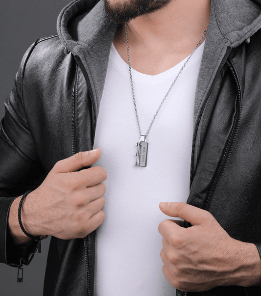 POLICE BOLT STAINLESS STELL SHINY & GUN IP BRUSHED CHAIN NECKLACE