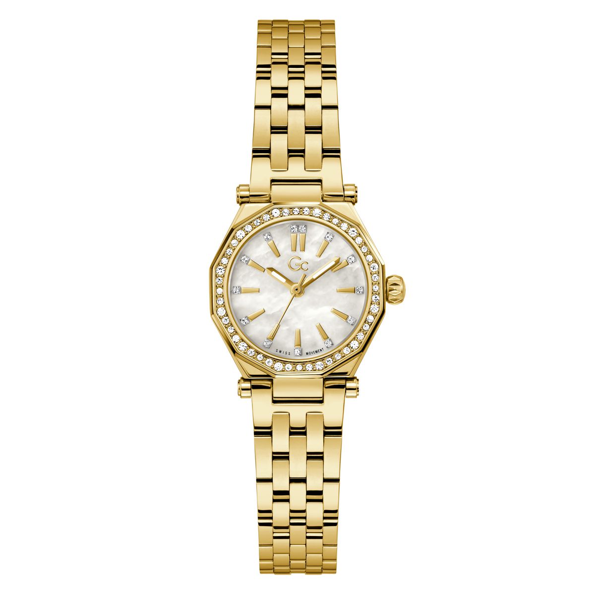 Gc Gleam Mini Small Size Metal Women Watch Yellow Gold Stainless Steel Bracelet Z54005L9