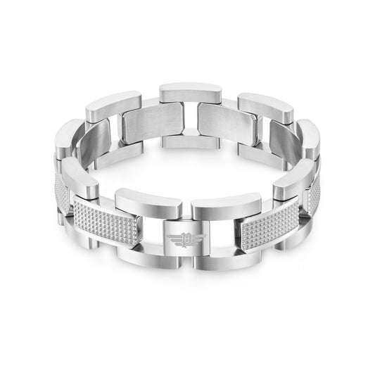 POLICE URBANTEXTURE SS SHINY & BRUSHED LINK BRACELET
