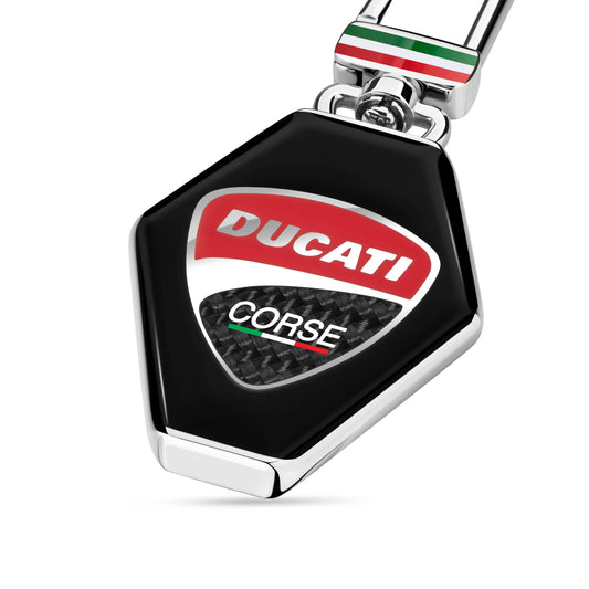 Ducati DTAGK2138001 Stile Stainless Steel + Black Enamel Keyring