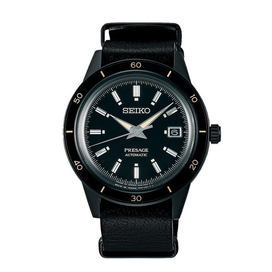 SEIKO Ladies' Hand Watch PRESAGE Black Leather Band Black Dial SRPH95J1