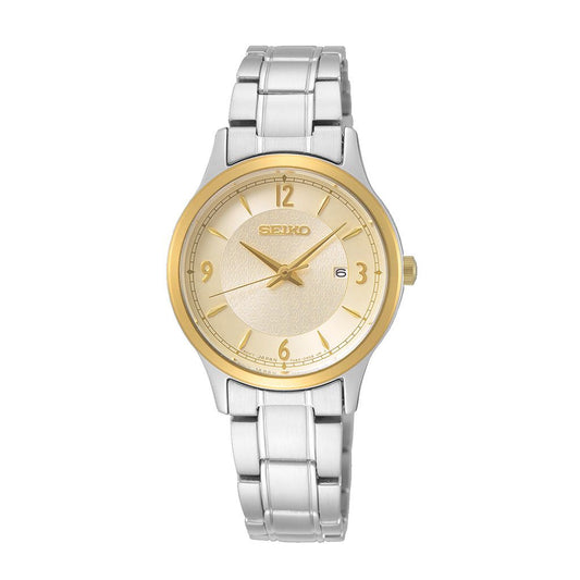 SEIKO Ladies' Hand Watch QUARTZ Stainless Band Gold Dial SXDH04P1