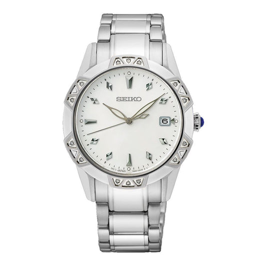 SEIKO Ladies' Hand Watch QUARTZ Stainless Band White Dial SKK727P1