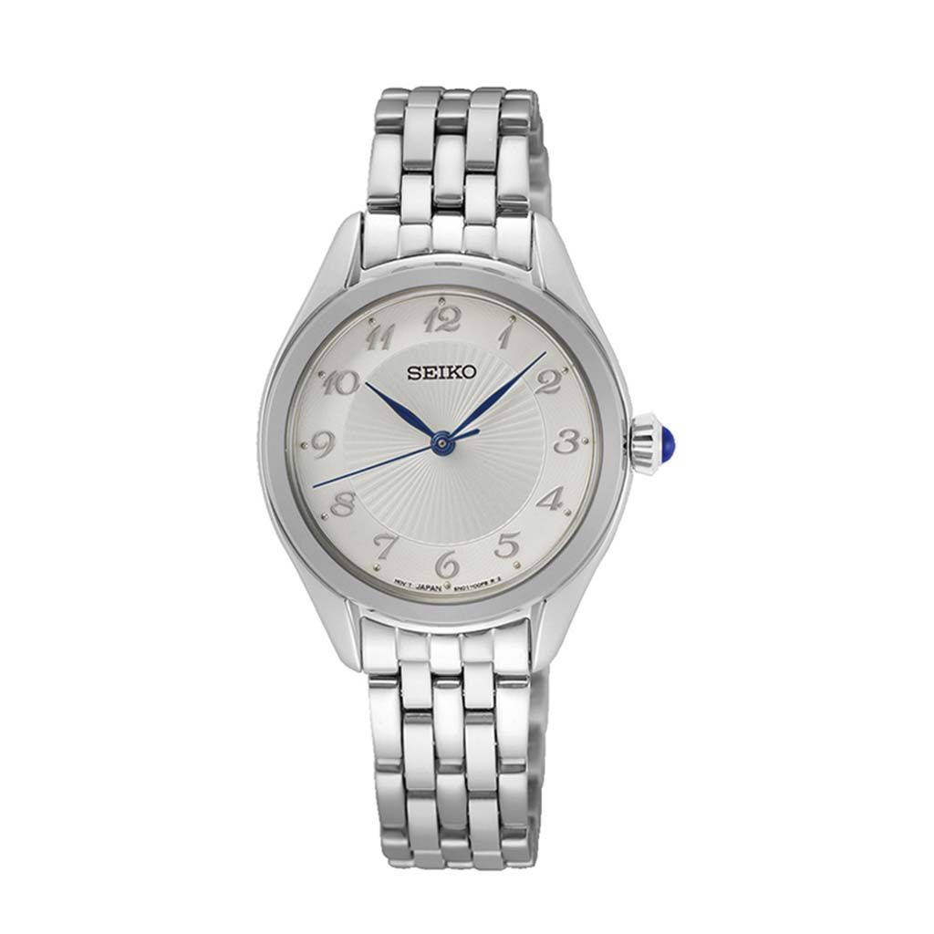 SEIKO Ladies' Hand Watch QUARTZ Stainless Band, Silver Dial SUR379P1