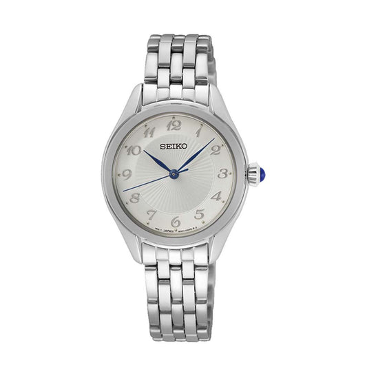 SEIKO Ladies' Hand Watch QUARTZ Stainless Band, Silver Dial SUR379P1