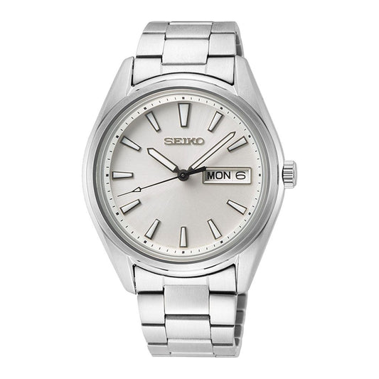 SEIKO Ladies' Hand Watch QUARTZ Stainless Band, White Dial SUR345P1