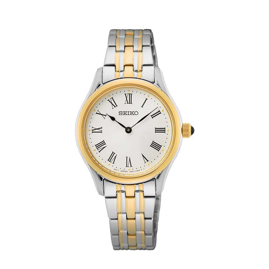 SEIKO Ladies' Hand Watch QUARTZ Stainless Band, White Dial SWR070P1