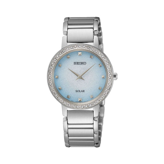 SEIKO Ladies' Hand Watch SOLAR Stainless Band Blue Dial SUP447P1