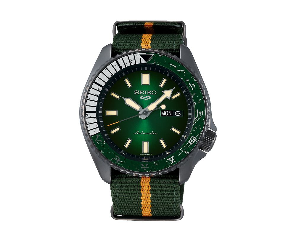 SEIKO Men's Hand Watch 5 SPORTS Green Nylon Strap, Green Dial SRPF73K1