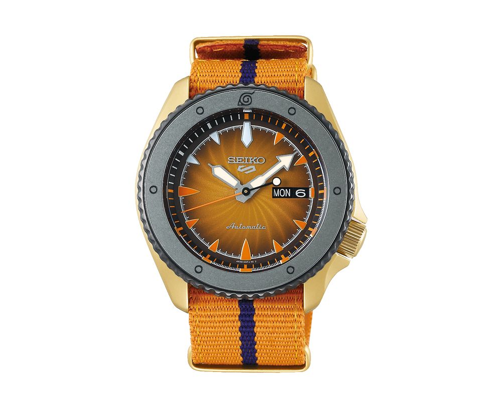 SEIKO Men's Hand Watch 5 SPORTS Orange Nylon Band, Orange Dial SRPF70K1