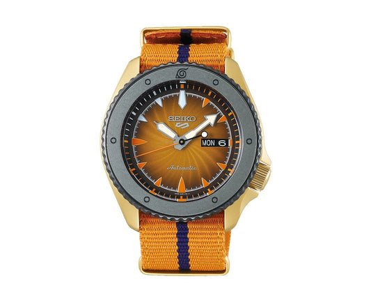 SEIKO Men's Hand Watch 5 SPORTS Orange Nylon Band, Orange Dial SRPF70K1