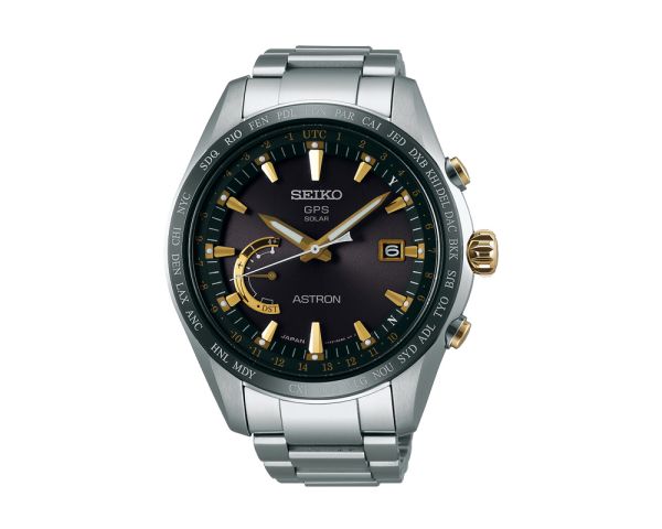 SEIKO Men's Hand Watch ASTRON Stainless Band, Black Dial SSE087J1