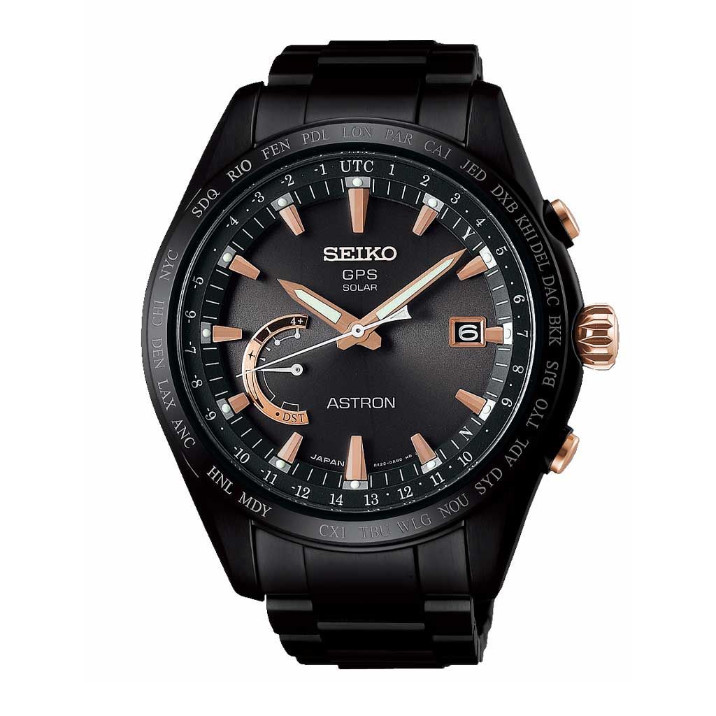 SEIKO Men's Hand Watch ASTRON Stainless Band, Black Dial SSE113J1