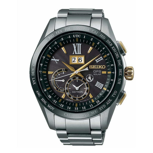 SEIKO Men's Hand Watch ASTRON Stainless Band, Black Dial SSE139J1