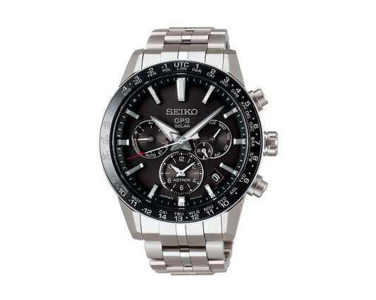 SEIKO Men's Hand Watch ASTRON Stainless Band, Black Dial SSH003J1