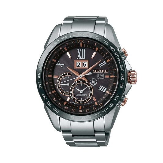 SEIKO Men's Hand Watch ASTRON Stainless Band, Black Dial SSE151J1