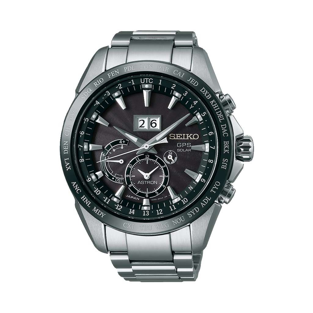 SEIKO Men's Hand Watch ASTRON Stainless Band, Black Dial SSE149J1