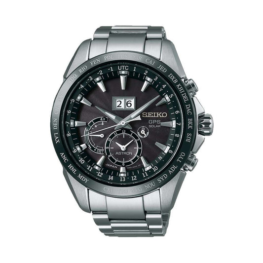 SEIKO Men's Hand Watch ASTRON Stainless Band, Black Dial SSE149J1