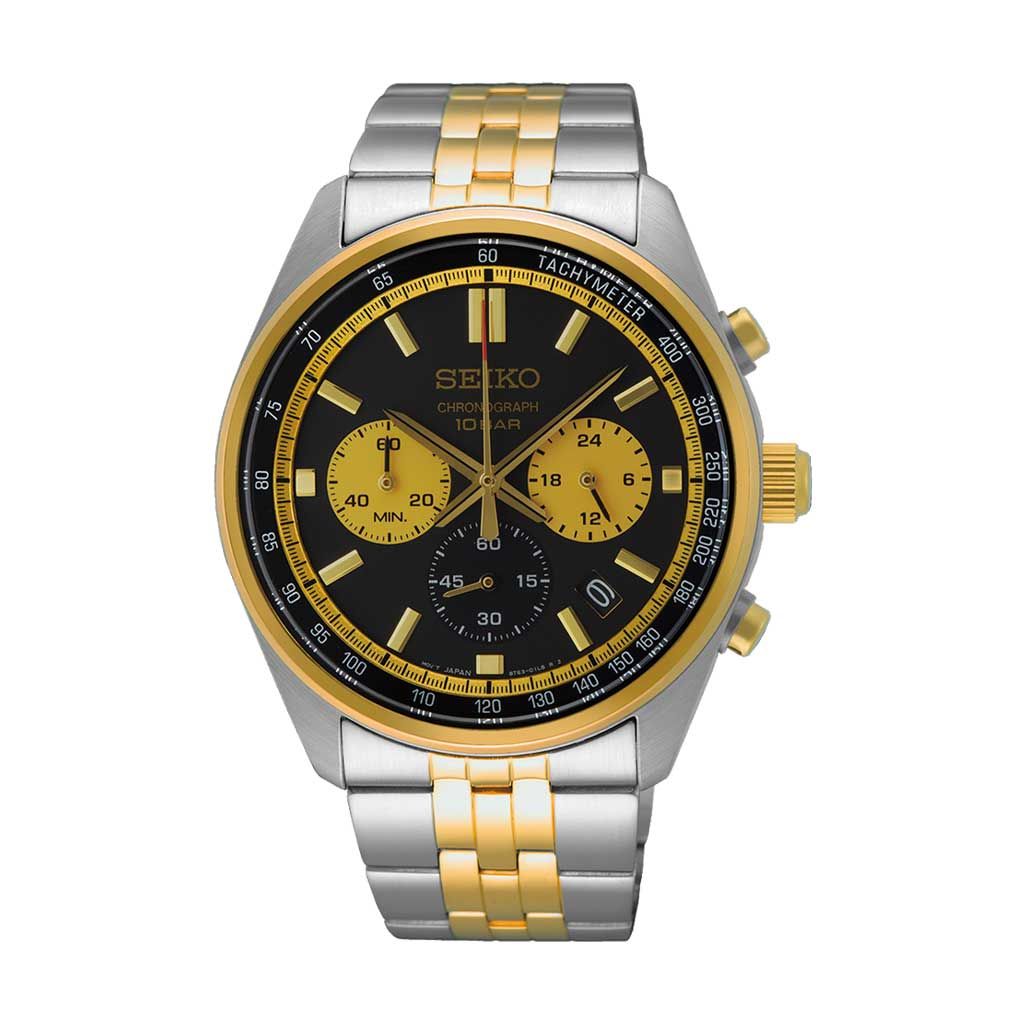 SEIKO Men's Hand Watch CHRONOGRAPH Stainless Band Black Dial SSB430P1