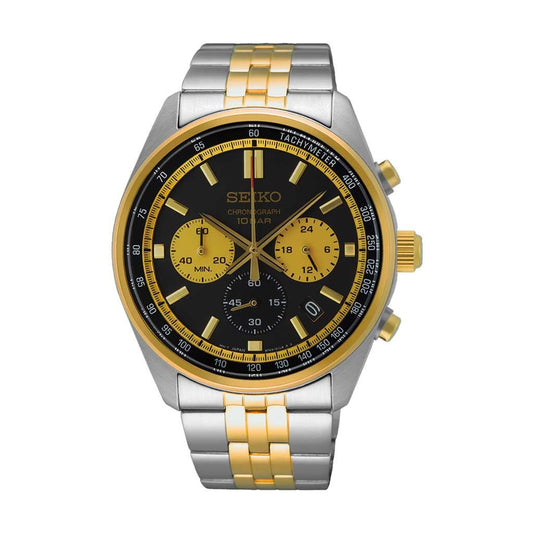SEIKO Men's Hand Watch CHRONOGRAPH Stainless Band Black Dial SSB430P1
