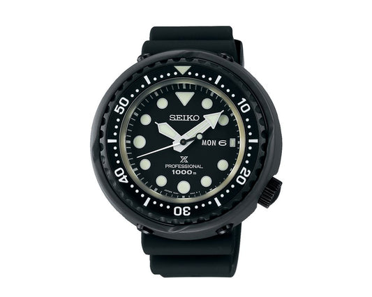 SEIKO Men's Hand Watch PROSPEX Black Rubber Strap, Black Dial S23631J1