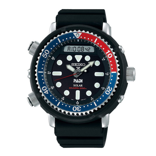 SEIKO Men's Hand Watch PROSPEX Black Rubber Strap, Black Dial SNJ027P1