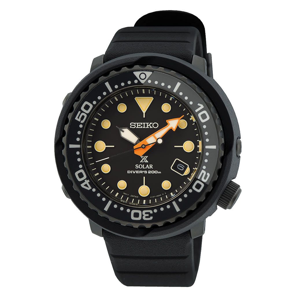 SEIKO Men's Hand Watch PROSPEX Black Silicone Strap Black Dial SNE577P1