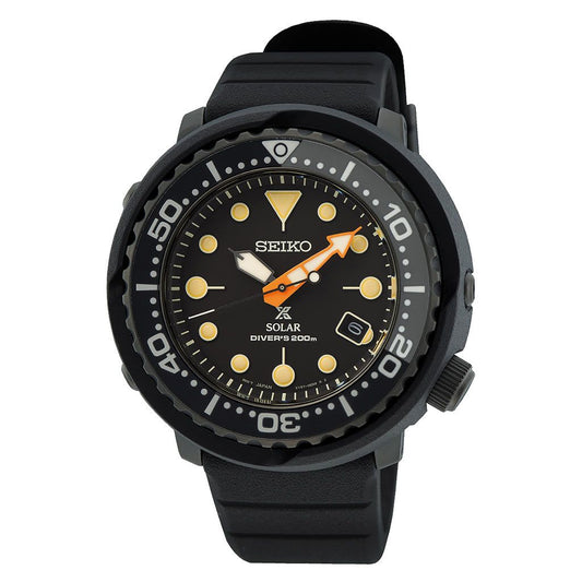 SEIKO Men's Hand Watch PROSPEX Black Silicone Strap Black Dial SNE577P1