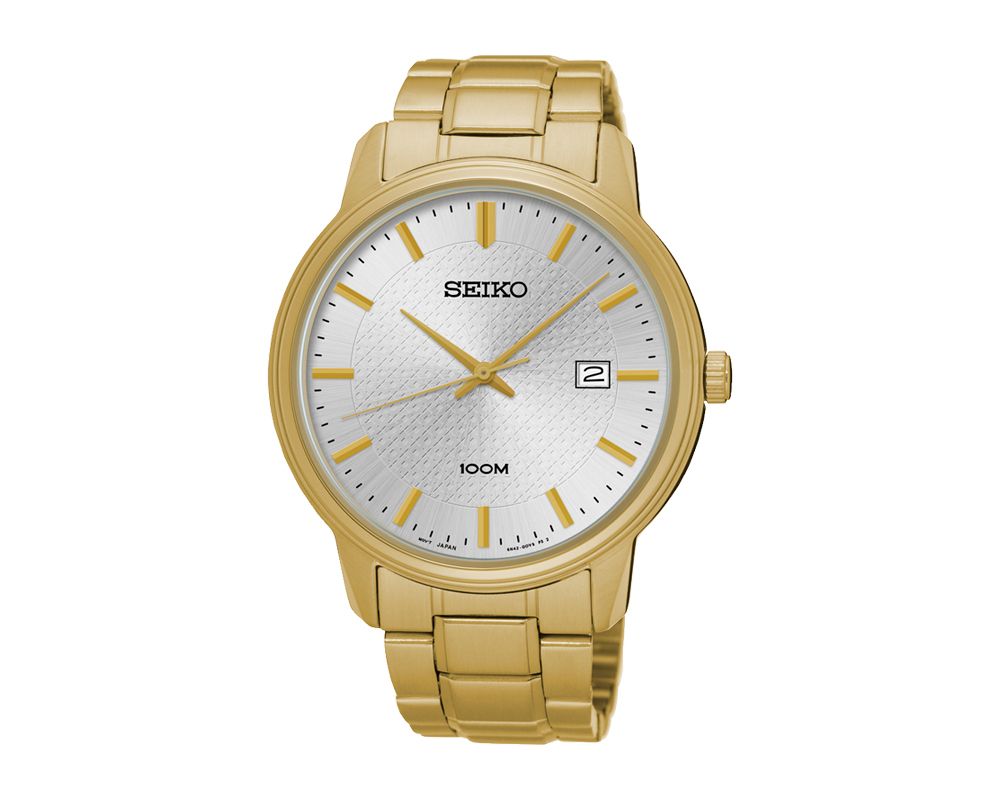 SEIKO Men's Hand Watch QUARTZ Stainless Band, White Dial SUR198P1