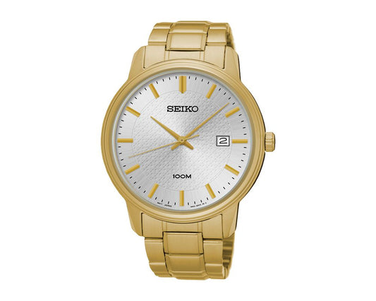 SEIKO Men's Hand Watch QUARTZ Stainless Band, White Dial SUR198P1