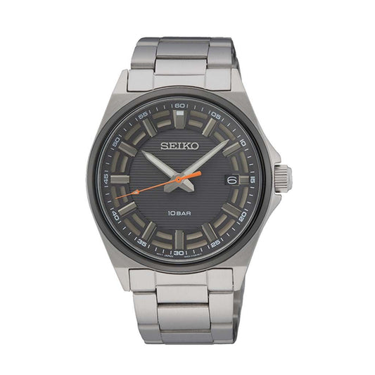 SEIKO Men's Hand Watch QUARTZ Stainless Band, Grey Dial SUR507P1