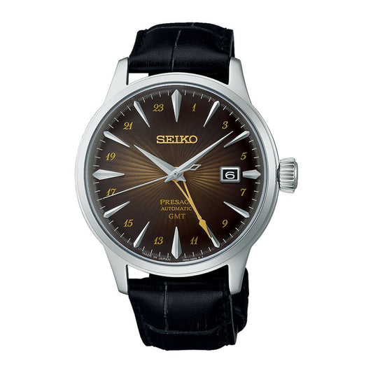 SEIKO Men's Watch PRESAGE Black Leather Band Brown Dial SSK039J1