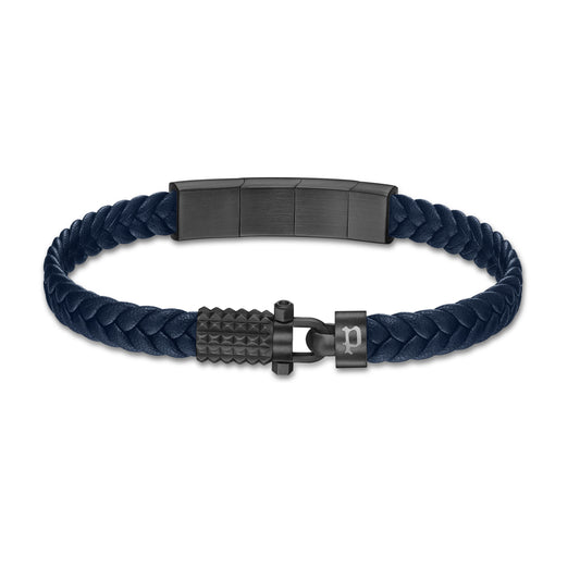 Police WRATH BLK TEXTUREDMOTIF FLAT NAVY BRAIDED LEA BRT PEAGB0036602