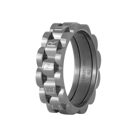 Cerruti 1881 Fluted Steel Logo Ring CIAGF0015702